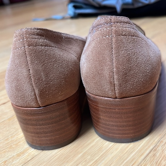 Soludos Tan Suede Loafers with 2" Heel - Picture 9 of 9